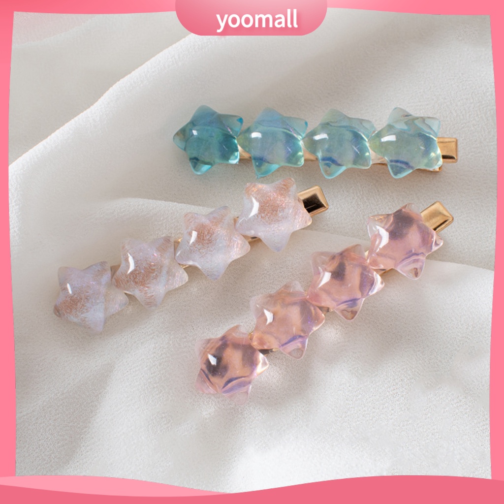 Kẹp Tóc Hình Ngôi Sao Trong Suốt Bằng Nhựa Resin Chống Trượt Phong Cách Hàn Quốc Cho Nữ