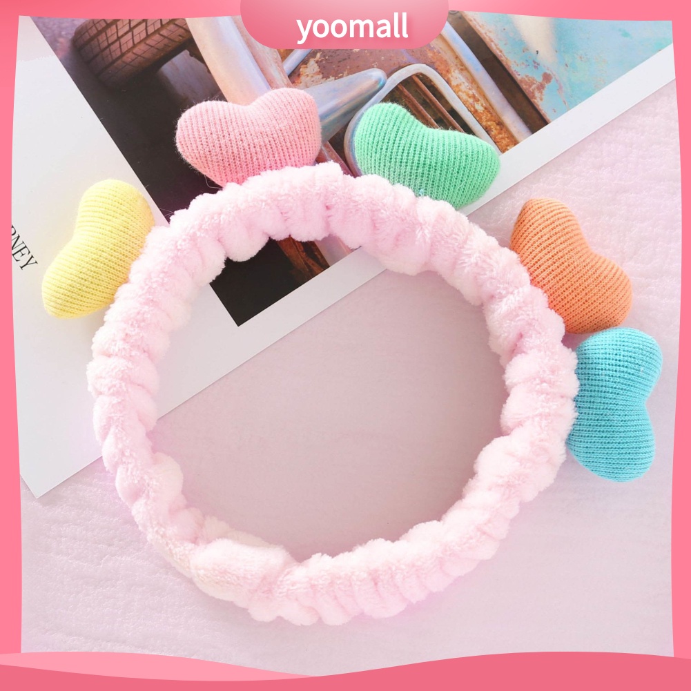 Băng Đô Rửa Mặt / Trang Điểm Co Giãn Mềm Mại Hình Trái Tim Dễ Thương Cho Nữ