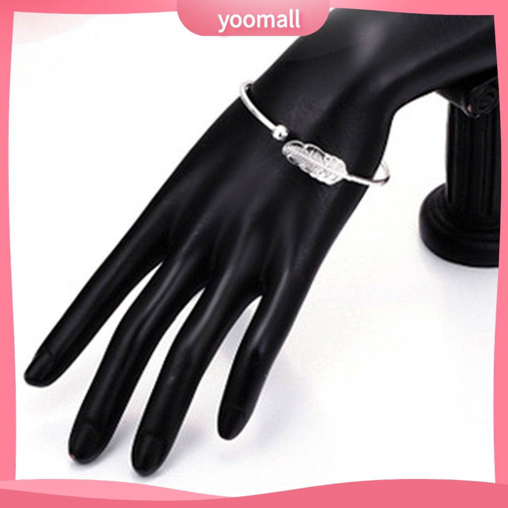 Vòng Đeo Tay Hình Tròn Màu Bạc Họa Tiết Lông Vũ Màu Sắc Tùy Chỉnh Thời Trang Cho Ngày Valentine