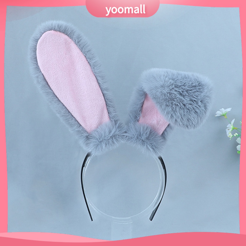 [YM] Băng Đô Tai Thỏ Bông Mềm Mại Nhiều Màu Sắc Ngọt Ngào Chống Trượt Tạo Kiểu Tóc Dùng Để Hóa Trang / Tiệc Tùng