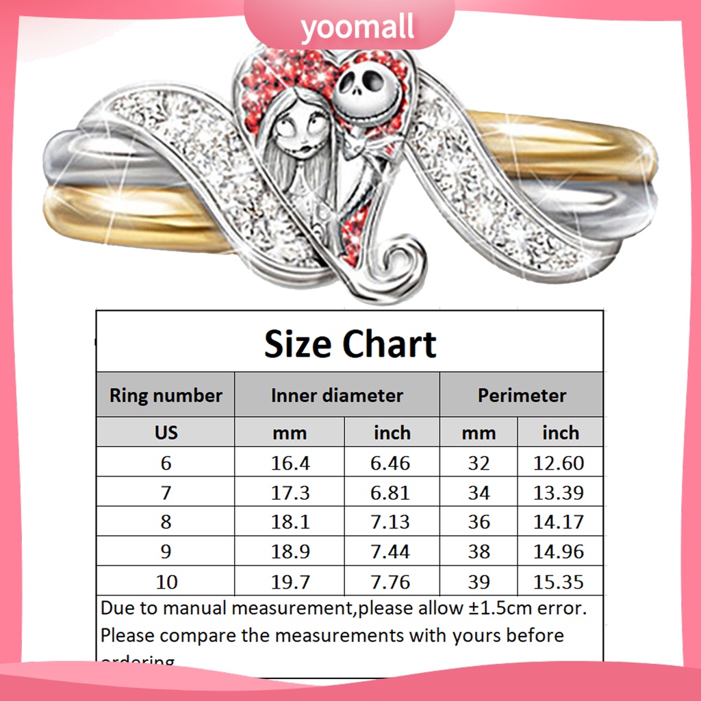 Nhẫn Hợp Kim Hai Màu Sắc Họa Tiết Trái Tim Đính Đá Kim Cương Nhân Tạo Dành Cho Nữ