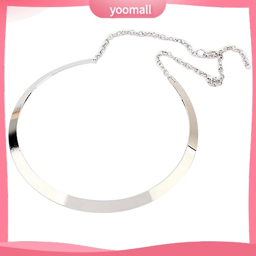 [YM] Vòng Cổ Choker Kim Loại Mỏng Mặt Gương Sáng Bóng Mạ Vàng Bạc Trang Sức Vòng Tròn Cho Nữ