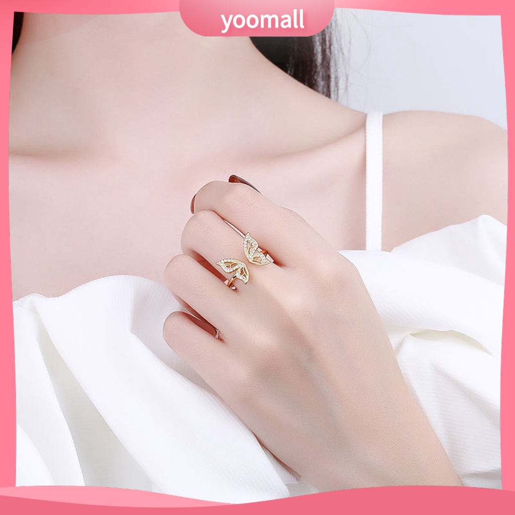 Nhẫn Hở Hình Bướm Đính Đá Lấp Lánh Có Thể Điều Chỉnh Kích Thước