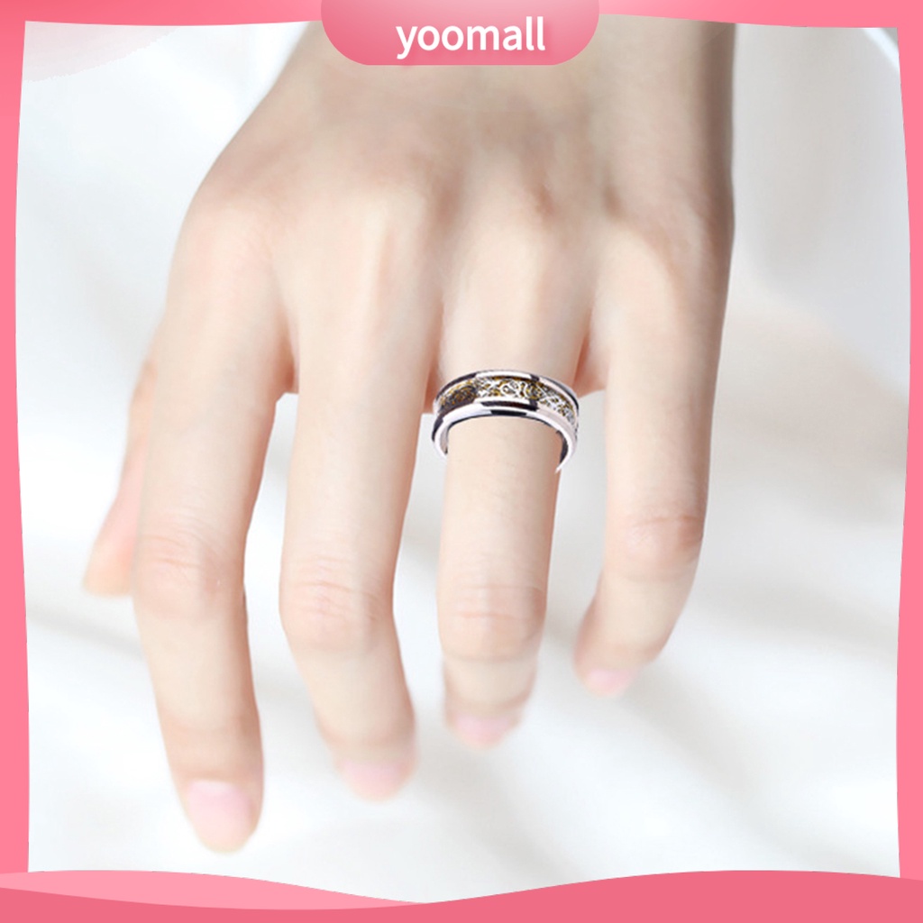 Nhẫn Thép Titan Đính Đá Hình Rồng Cá Tính Cho Nam Nữ