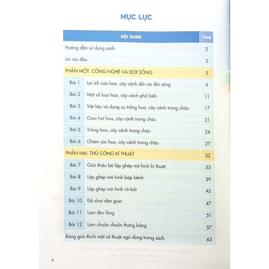 Sách Công Nghệ 4