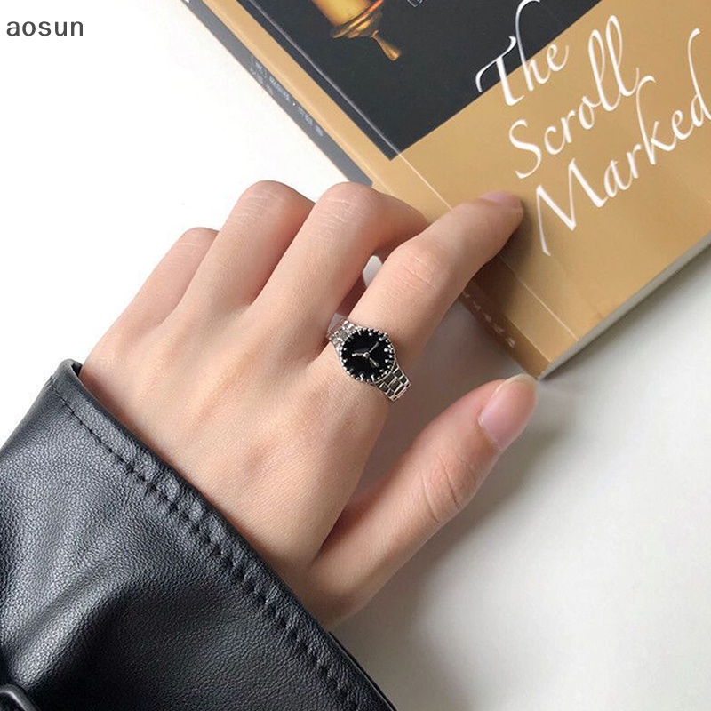 Aosun Nhẫn Thời Trang Hình Đồng Hồ Hình Học Đơn Giản Cá Tính