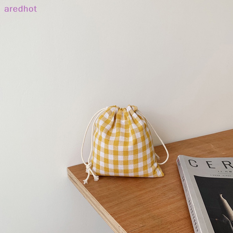 Aredhot Túi Nhỏ Đựng Mỹ Phẩm / Trang Sức / Kẹo / Hạt Trà Chất Liệu Cotton Lanh Kẻ Sọc Thuậ