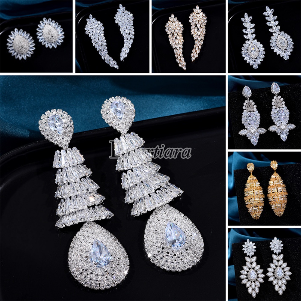 Khuyên Tai Zircon Nhẹ Sang Trọng Cho Tiệc Cưới Với Bông Tai Hình Giọt Nước Sang Trọng Khí Chất, Cài Tóc Cao Cấp