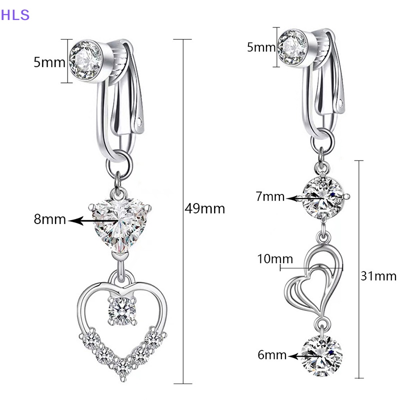 [HLS] Khuyên Rốn Đính Đá Zircon Hình Trái Tim Trang Sức Không Cần Xỏ Lỗ Dành Cho Nữ