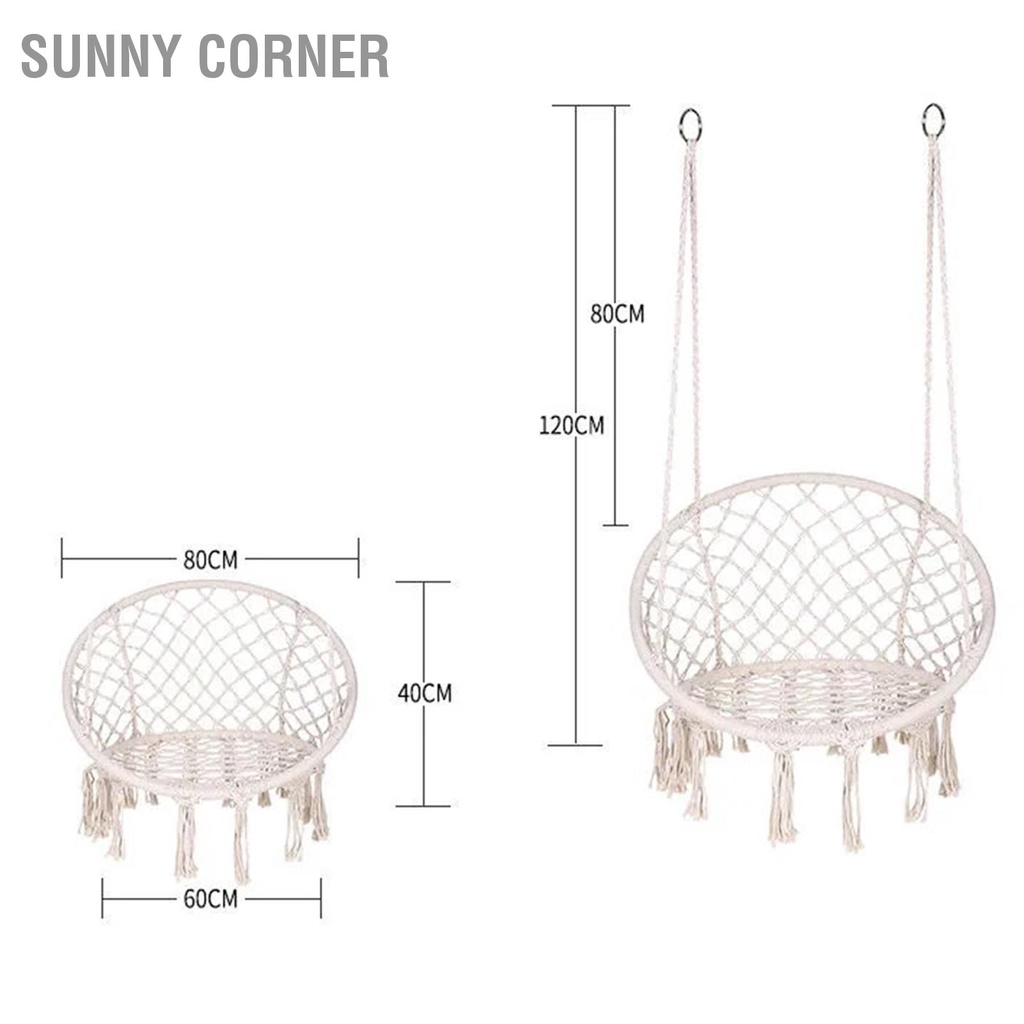 Sunny corner Có hàng sẵn Ghế Võng Xích Đu Macrame Lưới Dệt Kim Treo Sân Thượng Ban Công Vườn Phòng Khách