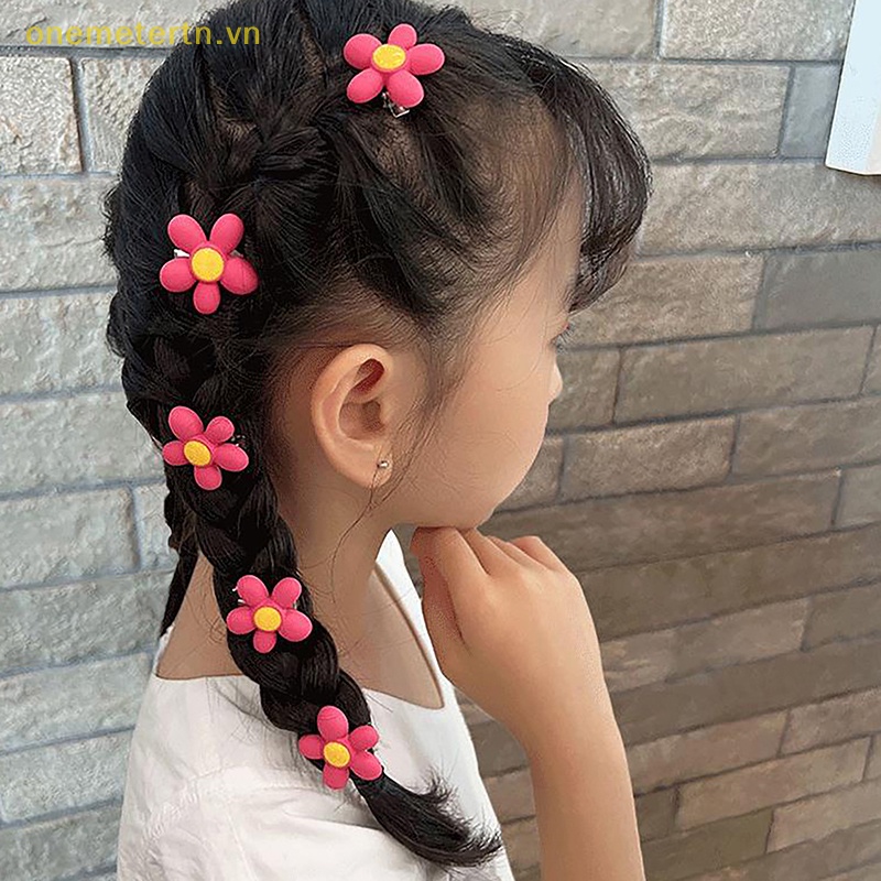 Set 5 Kẹp Tóc Nhỏ Hình Bông Hoa Màu Hồng Ngọt Ngào Đáng Yêu Dành Cho Bé Gái