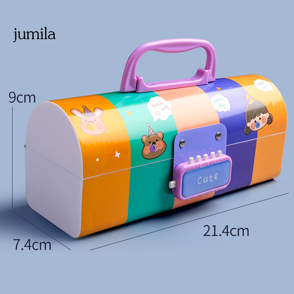 Qr Hộp Đựng Bút Chì Sức Chứa Lớn Thiết Kế Tay Cầm Khóa Mật Khẩu Bằng Nhựa Chống Nước In Hình Hoạt Hình