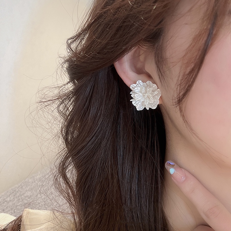 Bông Tai Hình Hoa Trà Trắng Đơn Giản Dễ Thương Phong Cách Nhật Hàn