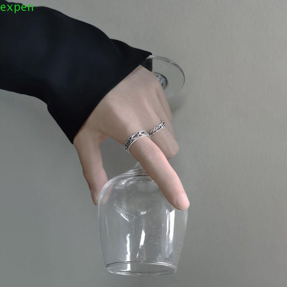 EXPEN Nhẫn Hở Hình Dây Xích Xoắn Phong Cách Punk Cá Tính Cho Nam Nữ