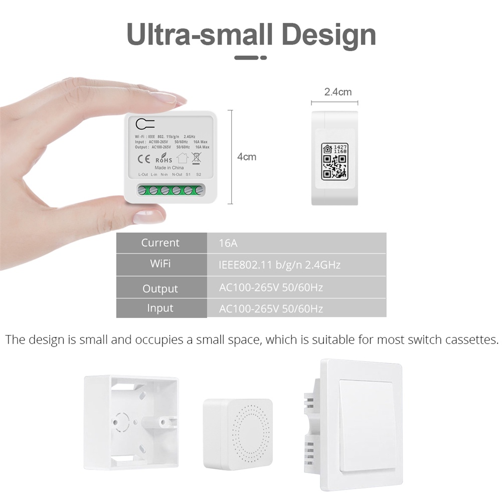 16a Công tắc Wifi thông minh Apple Homekit Công tắc điều khiển 2 chiều Bộ ngắt thông minh mini Điều khiển bằng giọng nói Siri Hoạt động với Alexa Google Home