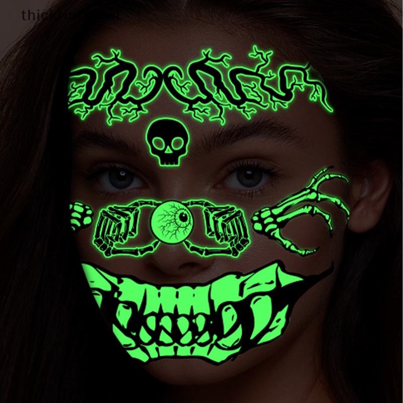 Miếng Dán Hình Xăm Dạ Quang Họa Tiết Đầu Lâu Độc Đáo Cho Ngày Halloween