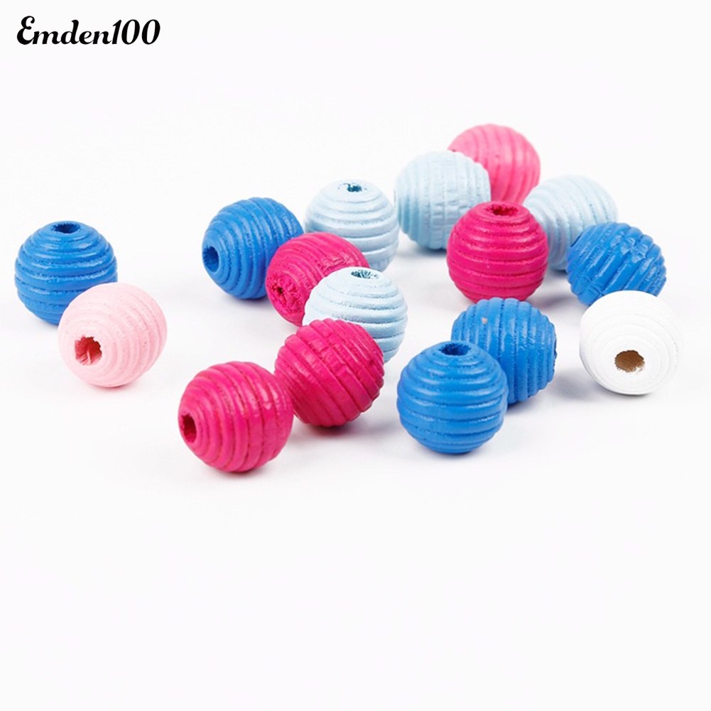 Bộ 50 Hạt Gỗ Xâu Chuỗi 14mm Tự Làm Trang Sức Tiện Lợi