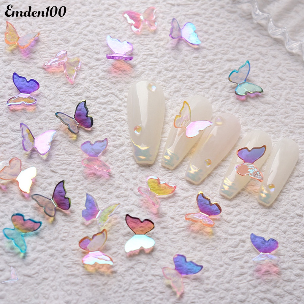 Set 30 Phụ Kiện Trang Trí Móng Tay Hình Bướm 3D Nhiều Màu Sắc