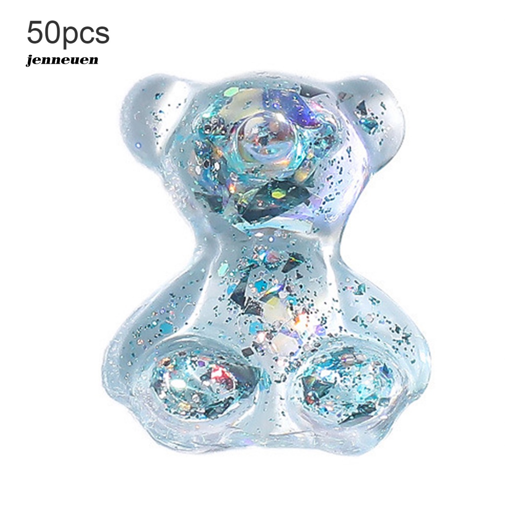 Bộ 50 Phụ Kiện Trang Trí Móng Tay Hình Gấu 3D Dễ Tháo Rời