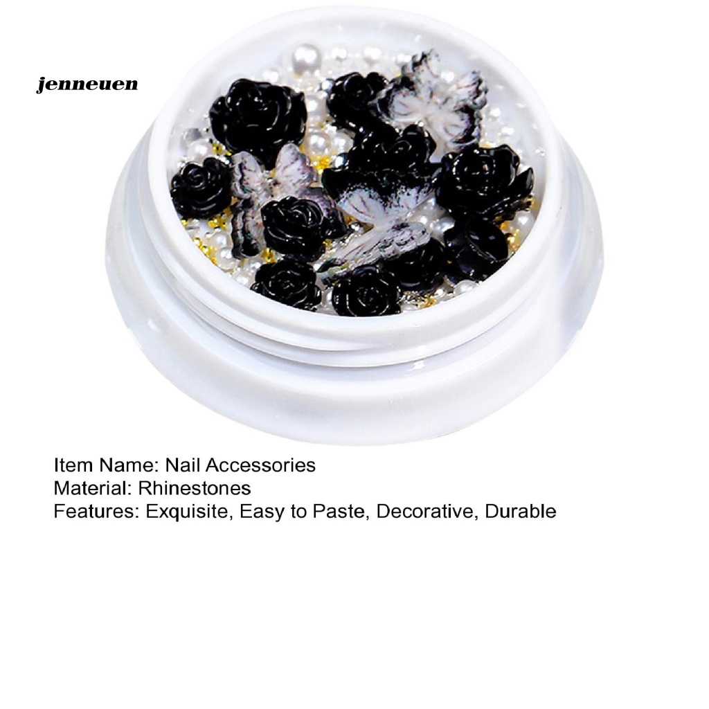 1 Hộp Hoa Trà Đính Ngọc Trai Và Cánh Bướm Trang Trí Móng Tay