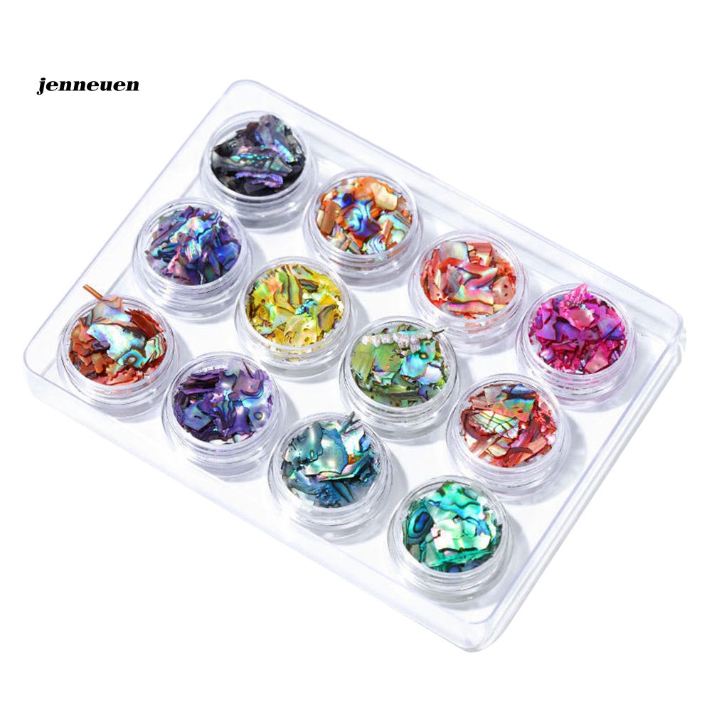 Set 12 Hộp Vỏ Sò Đính Trang Trí Móng Tay Nghệ Thuật