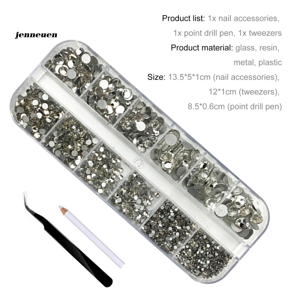 1 Bộ Móng Tay Giả JEN JEN Đính Đá Pha Lê Trang Trí Nghệ Thuật Cho Nữ