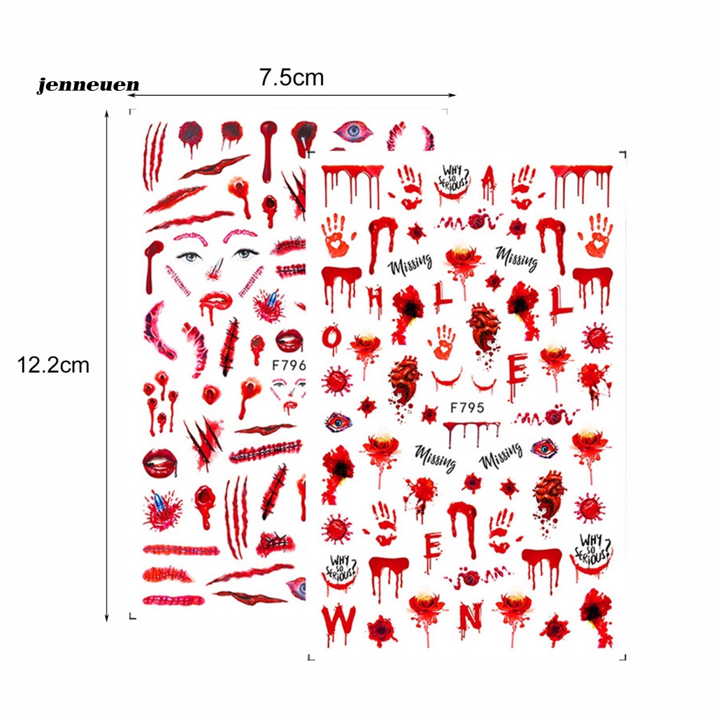 Bộ 2 Miếng Dán Móng Tay Siêu Mỏng Kinh Dị DIY