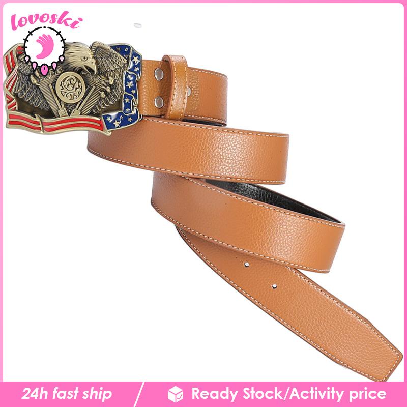 Thắt Lưng Da PU 38mm Có Lỗ Thời Trang Phương Tây Cho Nam Nữ