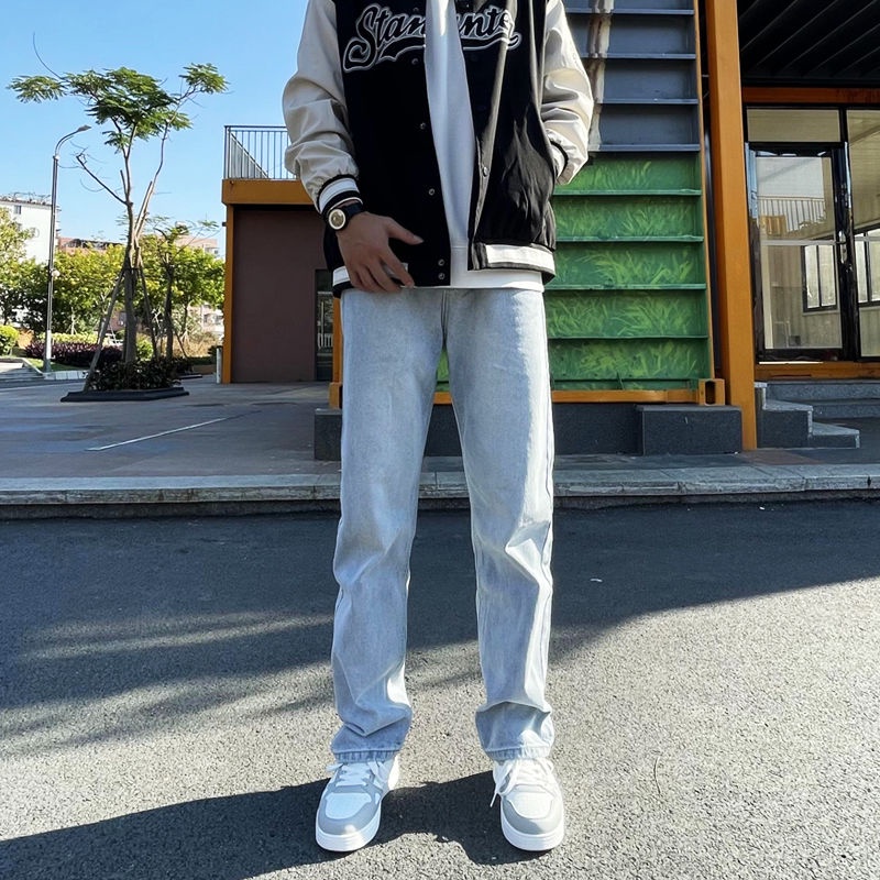 Mugeng Quần Yếm Jean Dáng Rộng Màu Sắc Tươi Sáng Phong Cách Đường Phố Mỹ Cho Nam Và Nữ