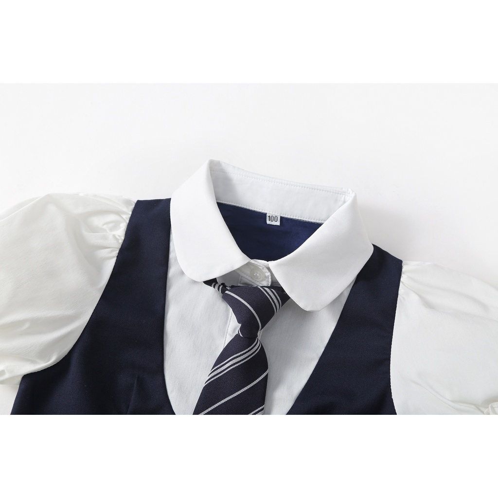 Set Áo Sơ Mi Trắng + Chân Váy Xếp Ly Thời Trang Mùa Thu Phong Cách Hàn Quốc Mới Cho Bé Gái