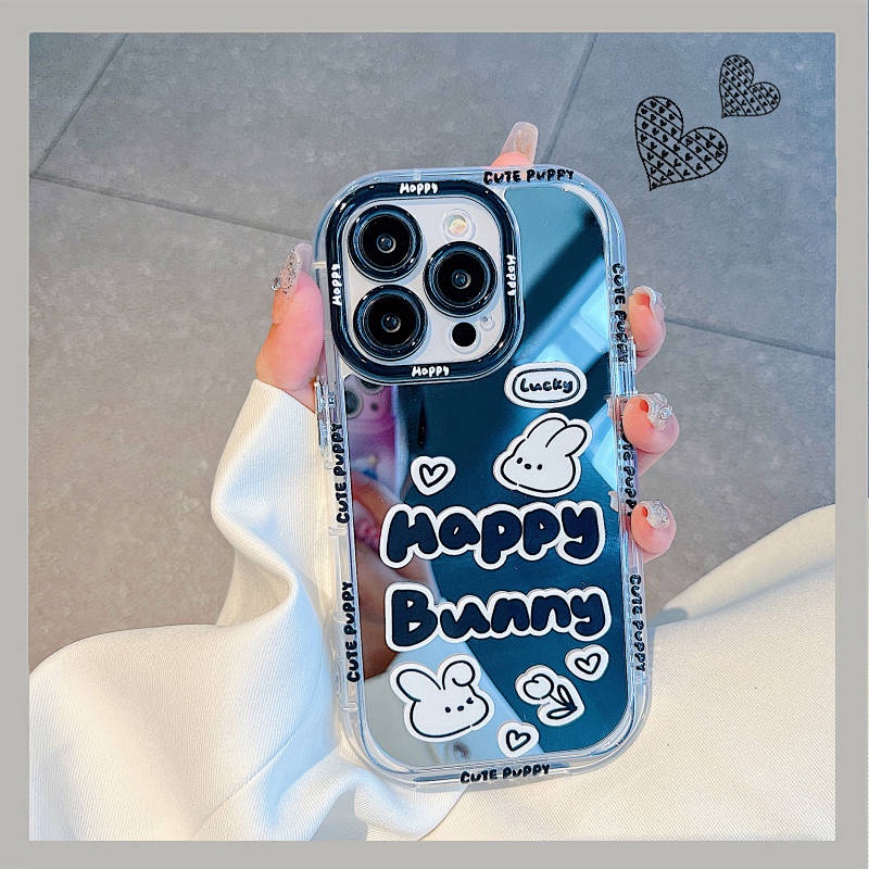 Couple Puppy Rabbit Mirror Mobile Phone Shell for iPhone 14promax Phone Case Iphone131211 Makeup Mirror 8P htR9