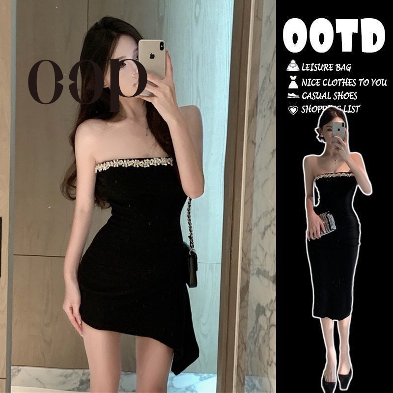 Oop Đầm Ống Màu Đen Phong Cách Mới Cho Nữ HZFWC7037