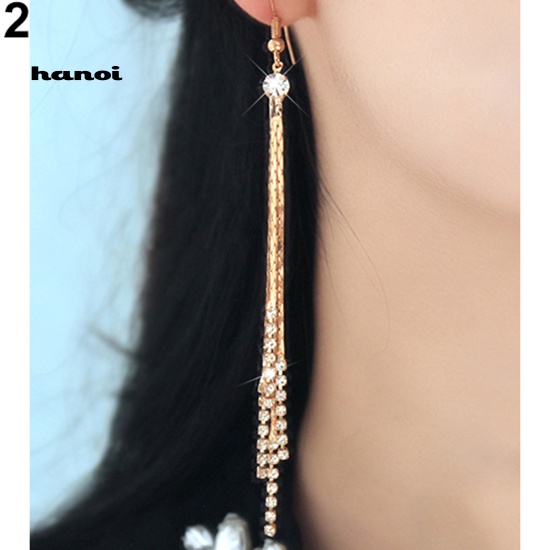 Bông Tai Chuỗi Dài Đính Đá Thời Trang Cho Nữ