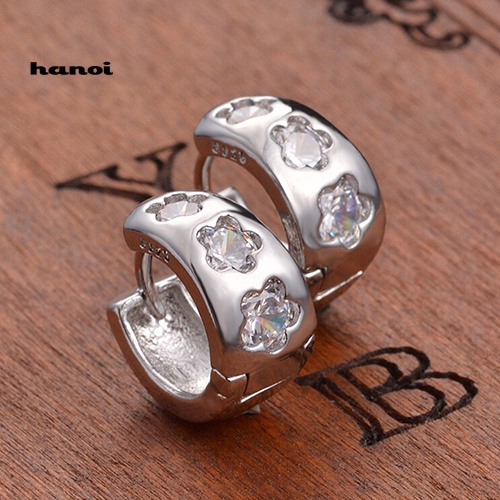 Đôi Khuyên Tai Mạ Bạc Trang Trí Hoa Đính Đá Thời Trang Cho Nữ