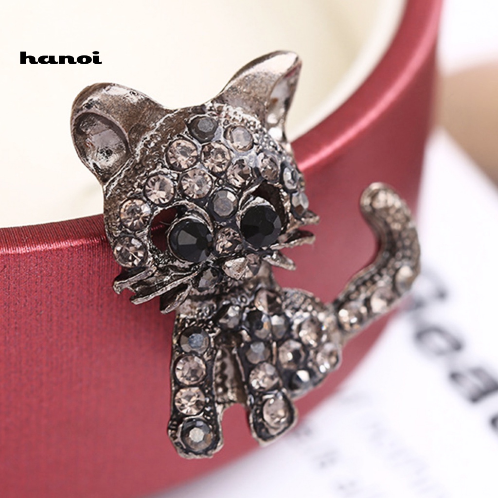 Ghim Cài Áo Hình Mèo Đính Đá Nhân Tạo Thời Trang