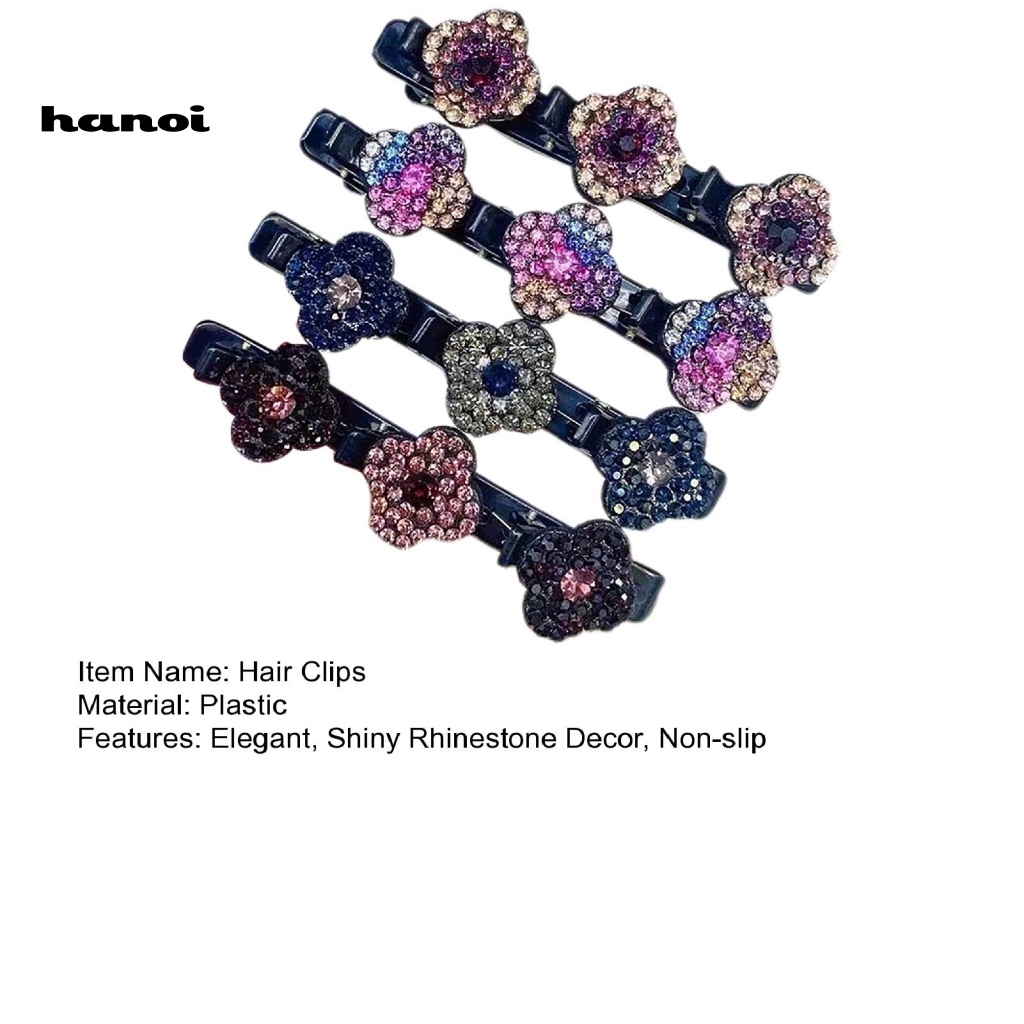 Set 4 Kẹp Tóc Nữ Hình Bông Hoa Đính Đá Lấp Lánh Chống Trượt