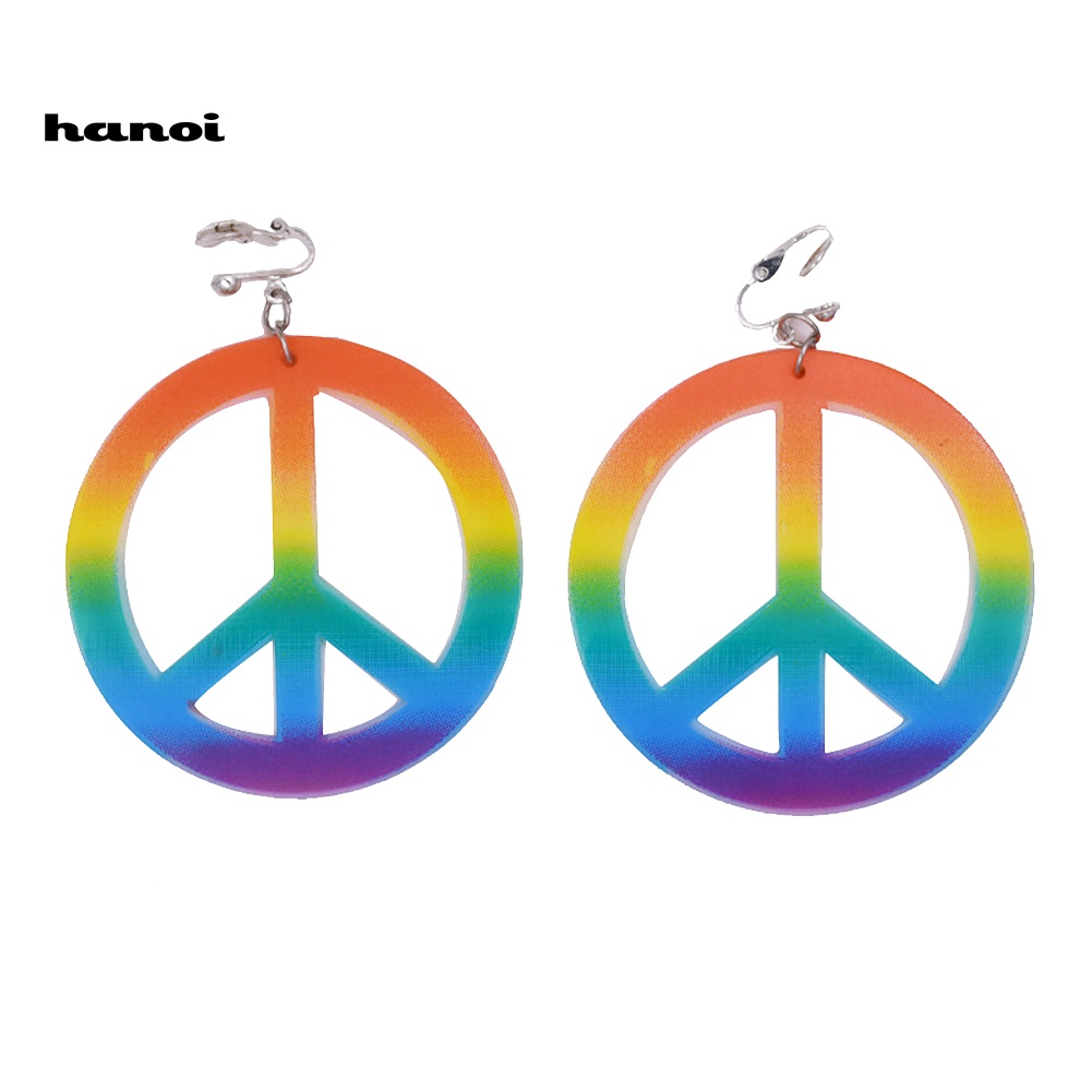 Bộ Vòng cổ + Bông Tai Hình Biểu Tượng Hòa Bình Nhiều Màu Sắc Cho