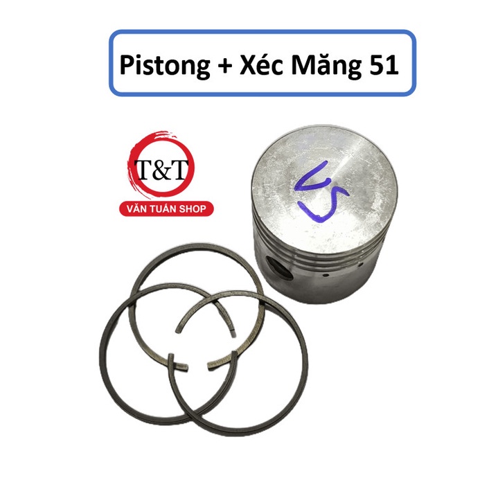 Pistong + Xéc Măng MNK 51MM, PIT TÔNG VÀ XÉC MĂNG MÁY NÉN KHÍ 51