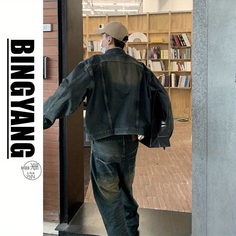 Thời trang nam，áo khoác nam+quần bò nam，quần jeans，Set Áo Khoác Jean + Quần jeans Phong Cách vintage Thời Trang Cho Nam，Quần ống rộng，quần âu nam，quần bigsize，quần tây nam， đồ bộ nam，