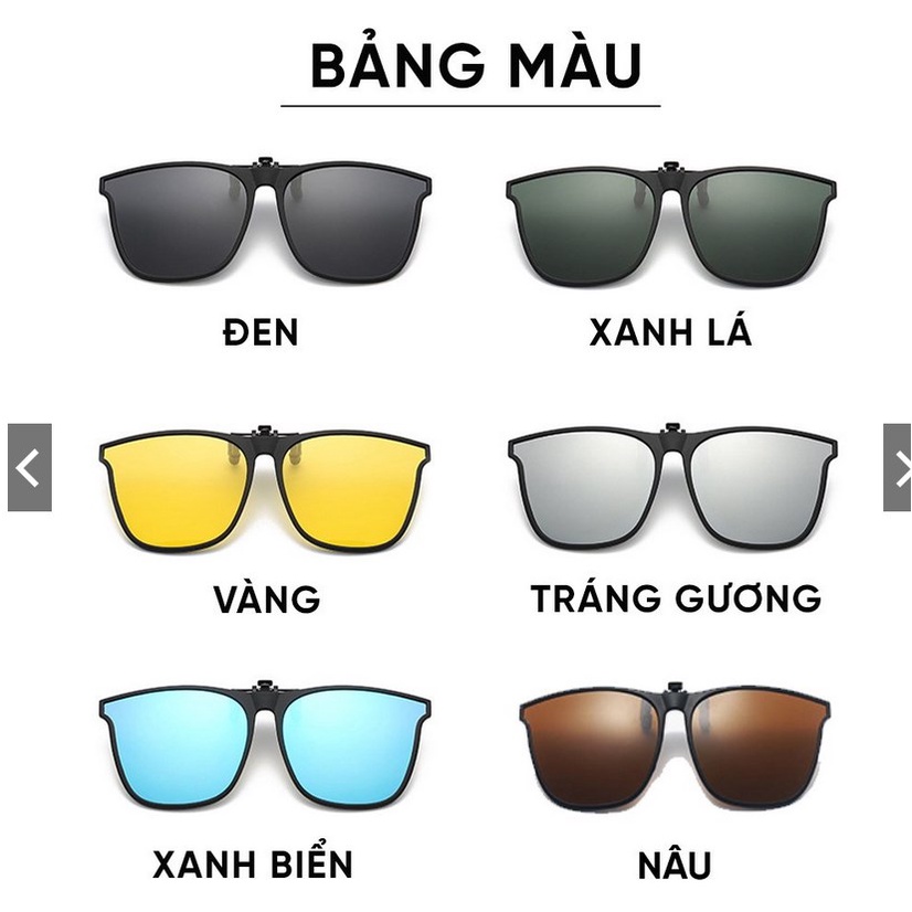 Tròng kính râm cận di động dạng kẹp chống tia UV chống loá tháo lắp dễ dàng tiện lợi nhiều màu YK