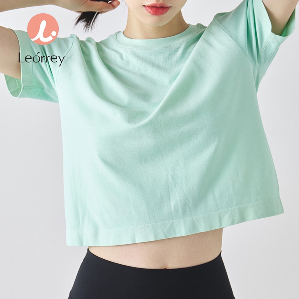 Leorrey Áo Thể Thao Áo Thun Thể Thao Áo Tập Thể Dục Yoga Cánh Hoa Rỗng Thoáng Khí Và Thấm Mồ Hôi Áo Thun Ngắn Tay Áo Nỉ