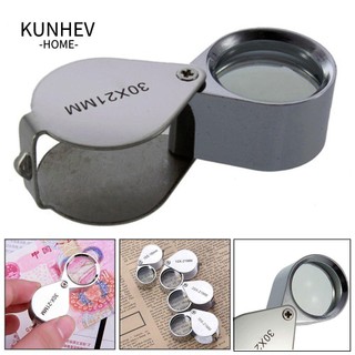 Kunhev 1 kính lúp phóng đại 10 / 20 / 30x mini cầm tay