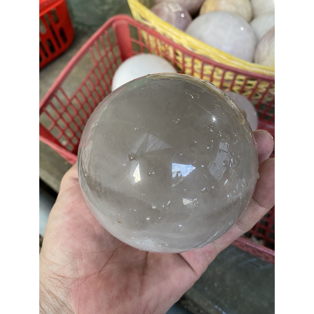 Bi cầu thạch anh trắng và đen dùng làm trang trí nhà cửa công ty bàn làm việc phòng ngủ