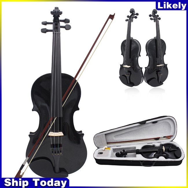 Đàn Violin Bằng Gỗ Trơn Kích Thước 4 / 4 Kèm Hộp Đựng Tiện Lợi Dành Cho Người Mới Bắt Đầu