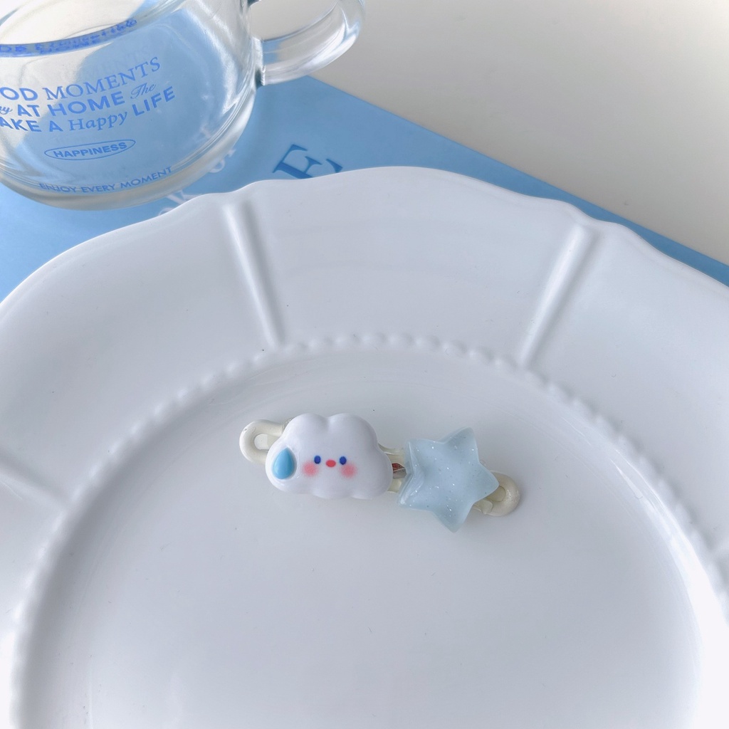 Kẹp Tóc Hình Đám Mây / Ngôi Sao / Đám Mây Màu Xanh Dương Xinh Xắn Cho Bé