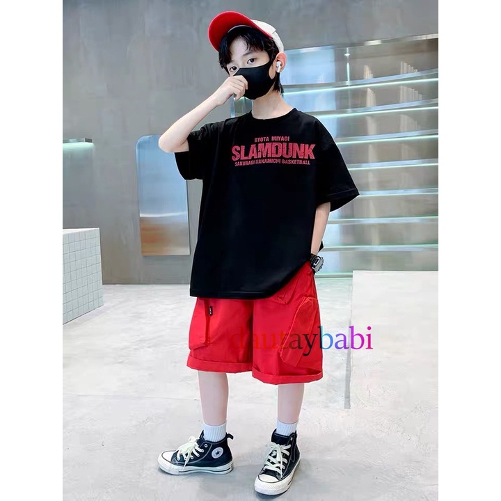 Sét bộ bé trai size đại cồ in 𝗦𝗟𝗔𝗠𝗗𝗨𝗡𝗞 cá tính thun cotton cao cấp xịn mịn mùa hè năng động cho bé 25-53kg