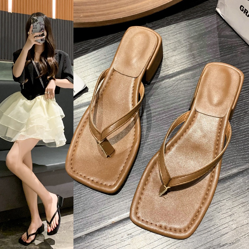 Dép Sandal Xỏ Ngón Đế Dày Chống Trượt Thời Trang Mùa Hè 2023 Cho Nữ