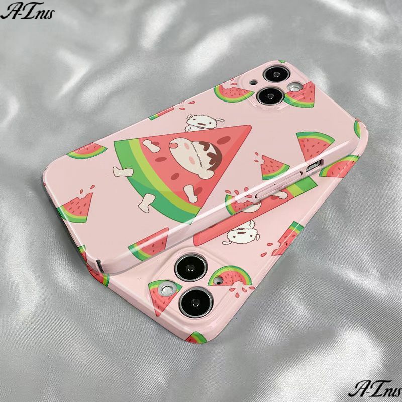 Ốp Điện Thoại Cứng Họa Tiết Hoạt Hình Cậu Bé Bút Chì / Dưa Hấu Cho iPhone13 / 12 11 xs / 7 / 8p 14promax