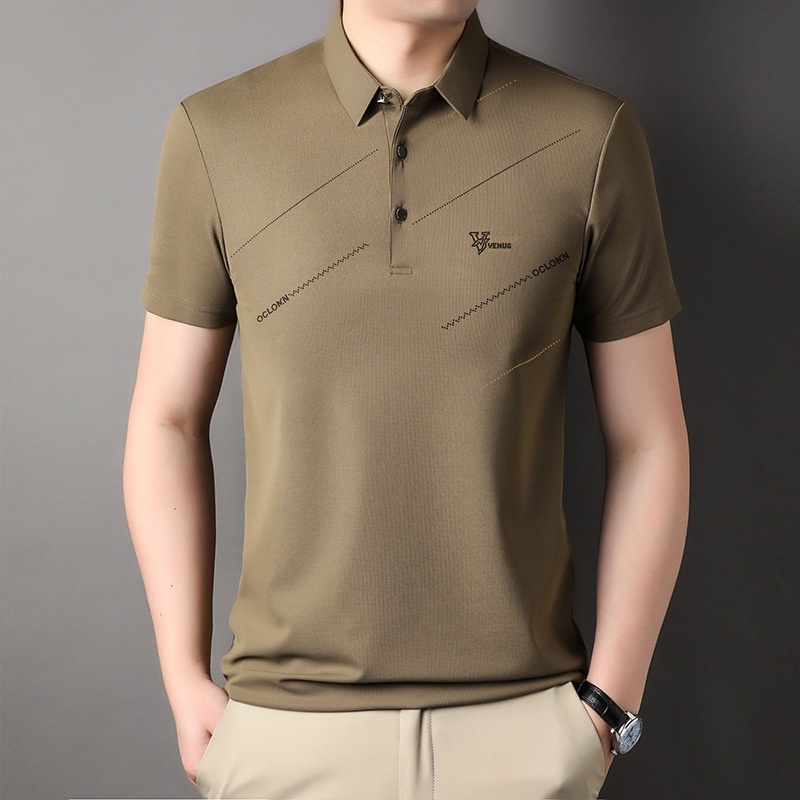 Waffle Áo Thun polo Tay Ngắn Màu Trơn Phong Cách Doanh Nhân Thời Trang Cho Nam