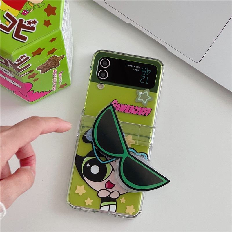 Ốp Điện Thoại Chống Sốc Có Vòng Đeo Tay Họa Tiết Hoạt Hình Powerpuff Girls Cho Samsung Galaxy Z Flip 3 4 5 ZFlip3 ZFlip4